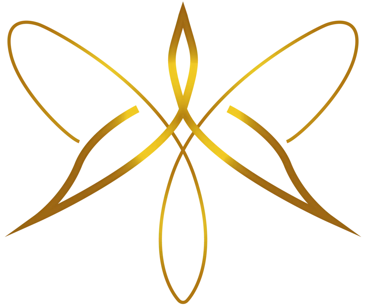 Símbolo dourado original da Vitality Essence inspirado em uma libélula