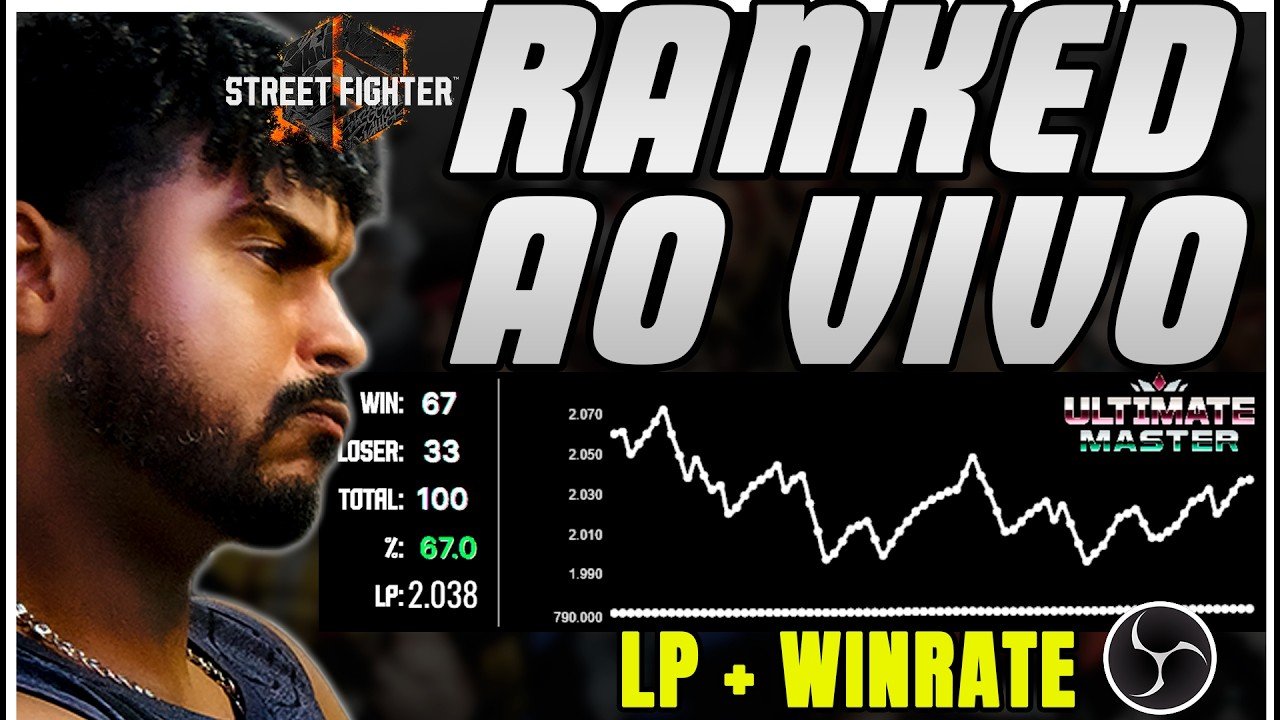 Overlay de Ranked do Street Fighter 6 no OBS: LP, win rate e gráfico