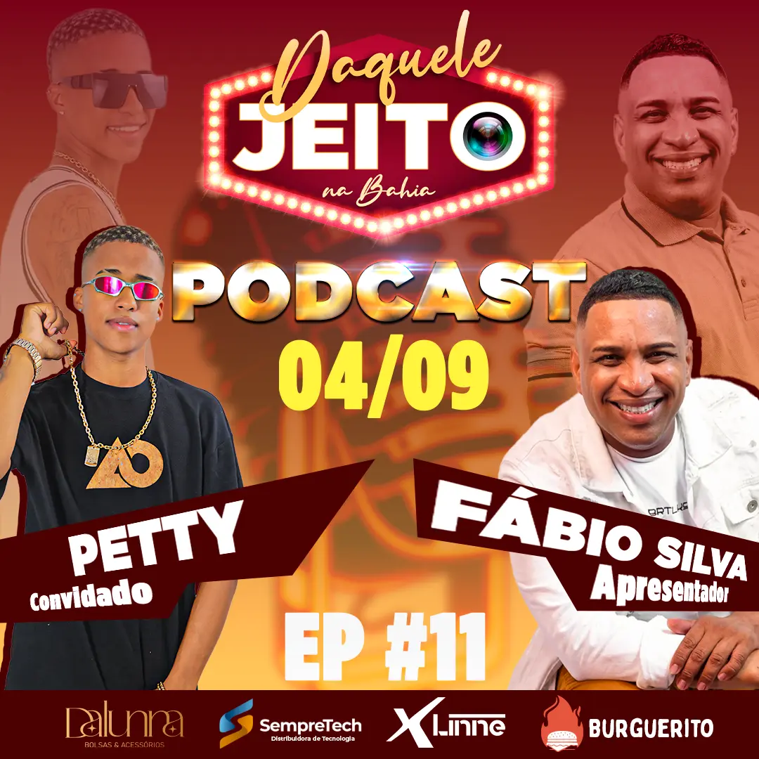 Peça quadrada do podcast Daquele Jeito com Petty