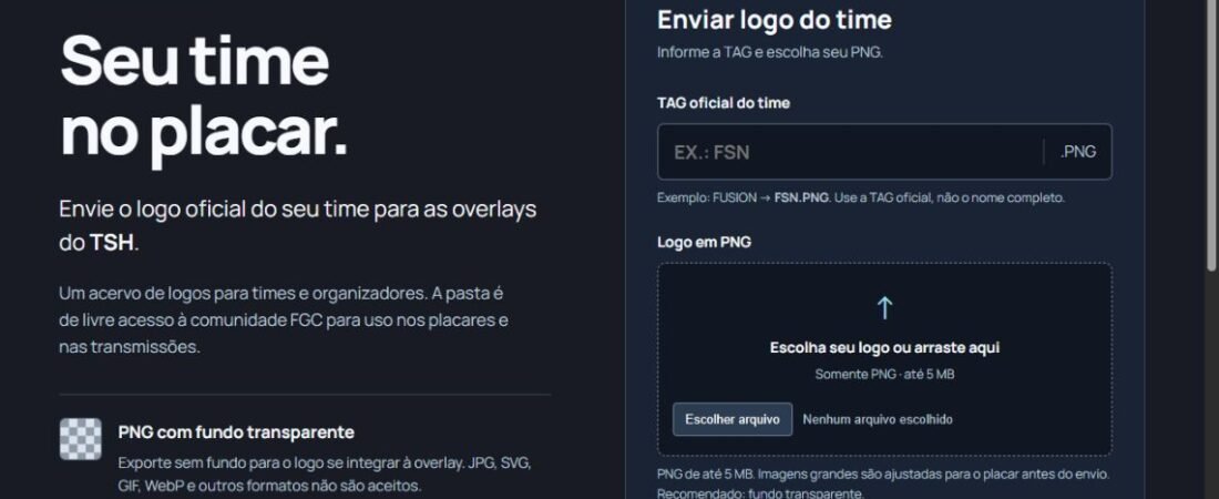 Como enviar o logo do seu time para as overlays do TSH e o acervo da FGC